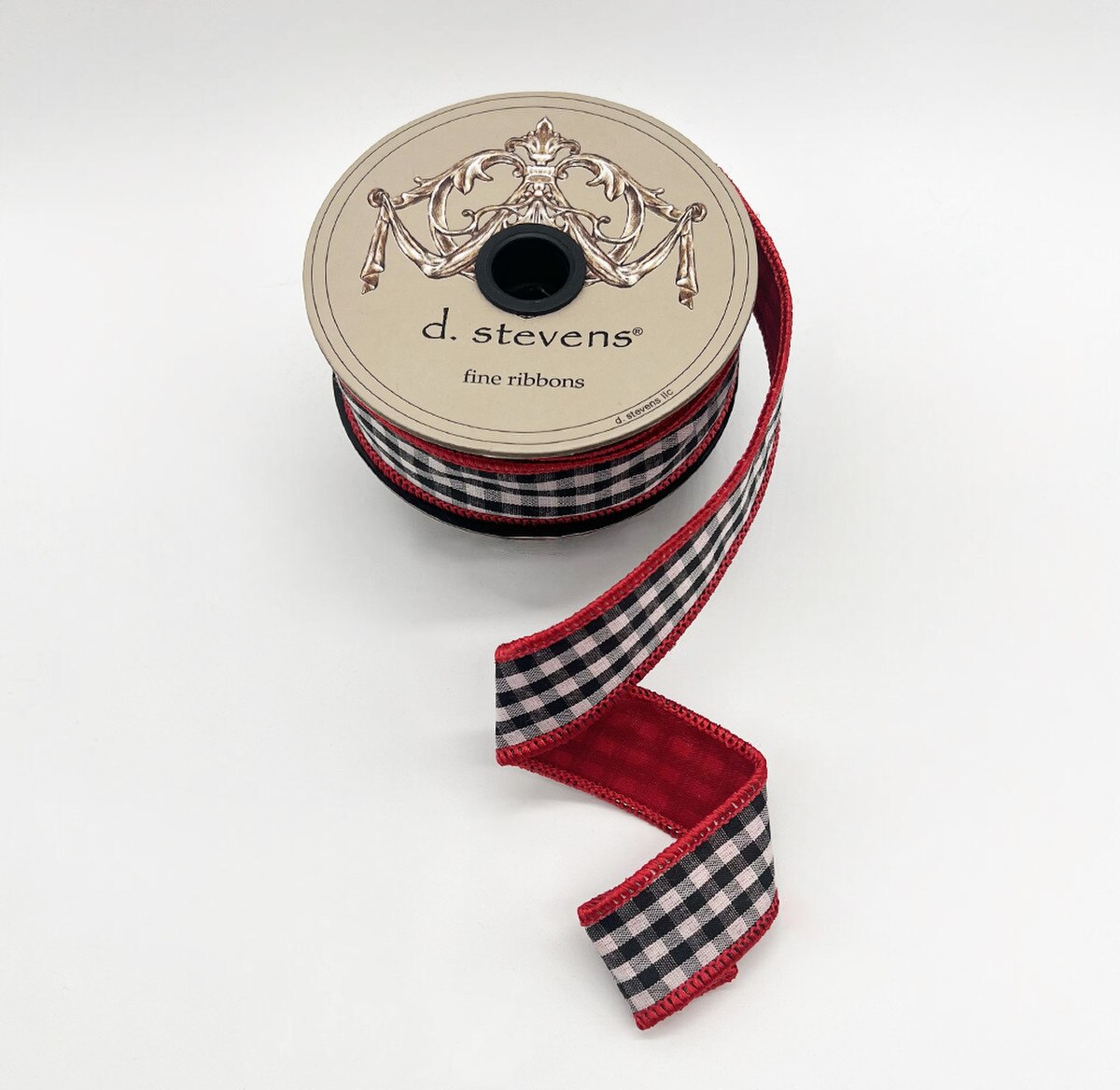 Gingham Check Ribbon Red Black White 1 Inch x 10 Yards