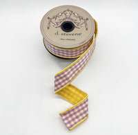 Gingham Check Ribbon Yellow Back Lavender 1 Inch X 10 Yds