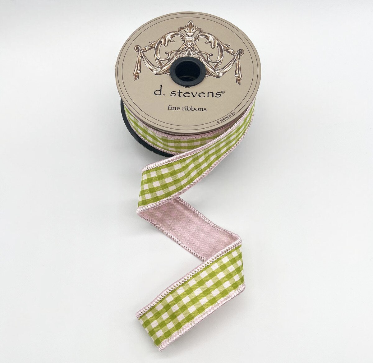 Gingham Check Ribbon Pink Back Lime 1 Inch x 10 Yards