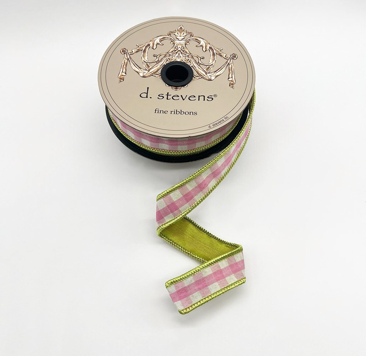 Gingham Check Ribbon Pink White Lime 1 Inch x 10 Yards
