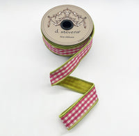 Gingham Check Ribbon Hot Pink White 1 Inch X 10 Yards