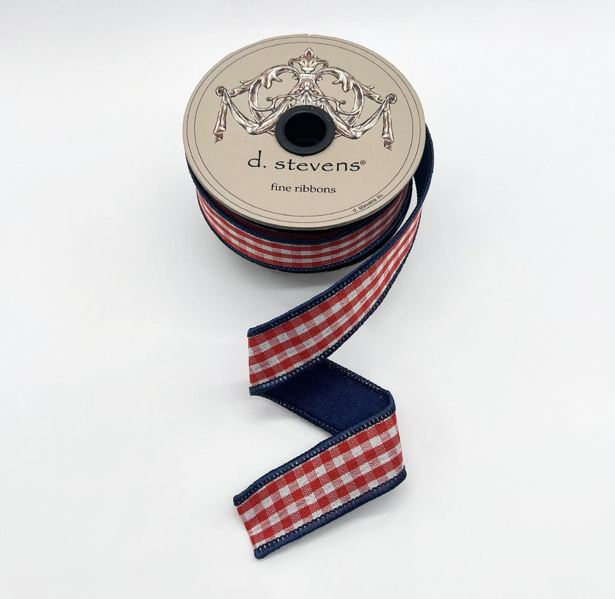 Navy Gingham Check Ribbon 1 Inch x 10 Yards