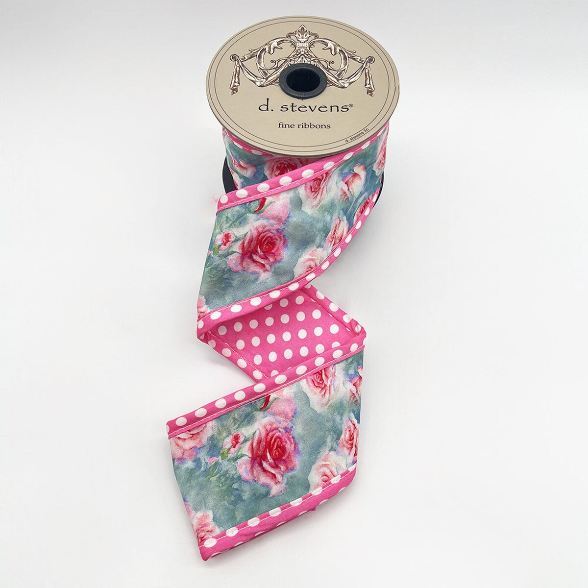 Poplin Mix Polka Dot Backing Ribbon Pink Blue 2.5" x 5 Yds