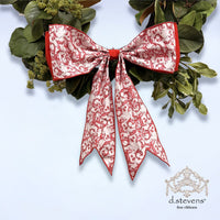 Chinoiserie Bow Ribbon Red White Taffeta 6
