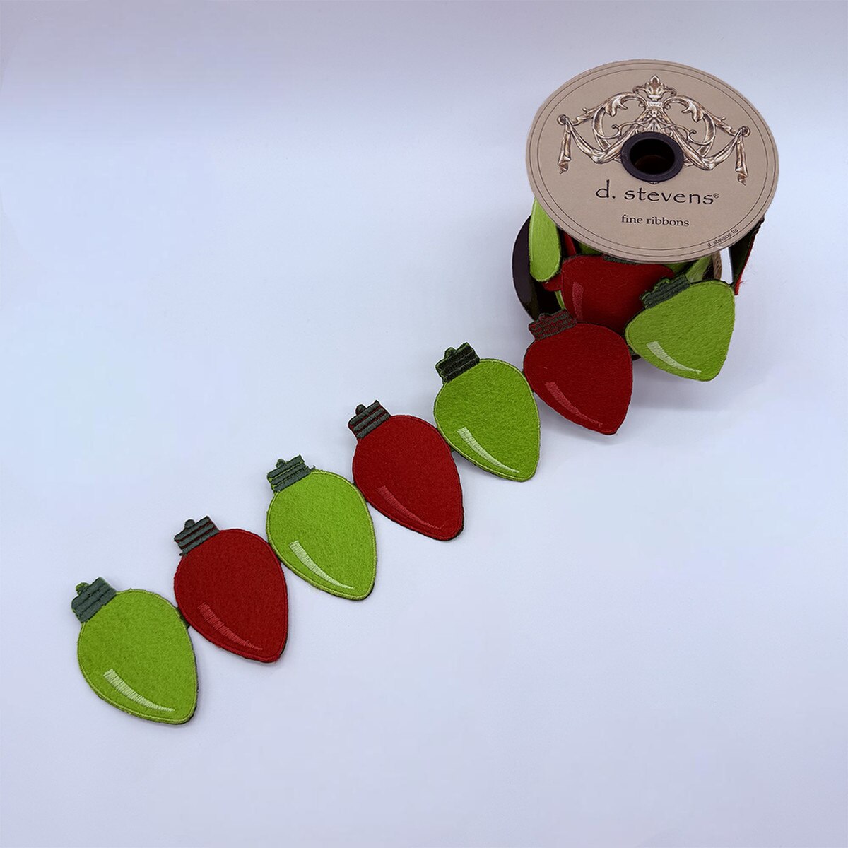 Multicolor Felt Light Bulb Garland with Red Lime Green Ribbon