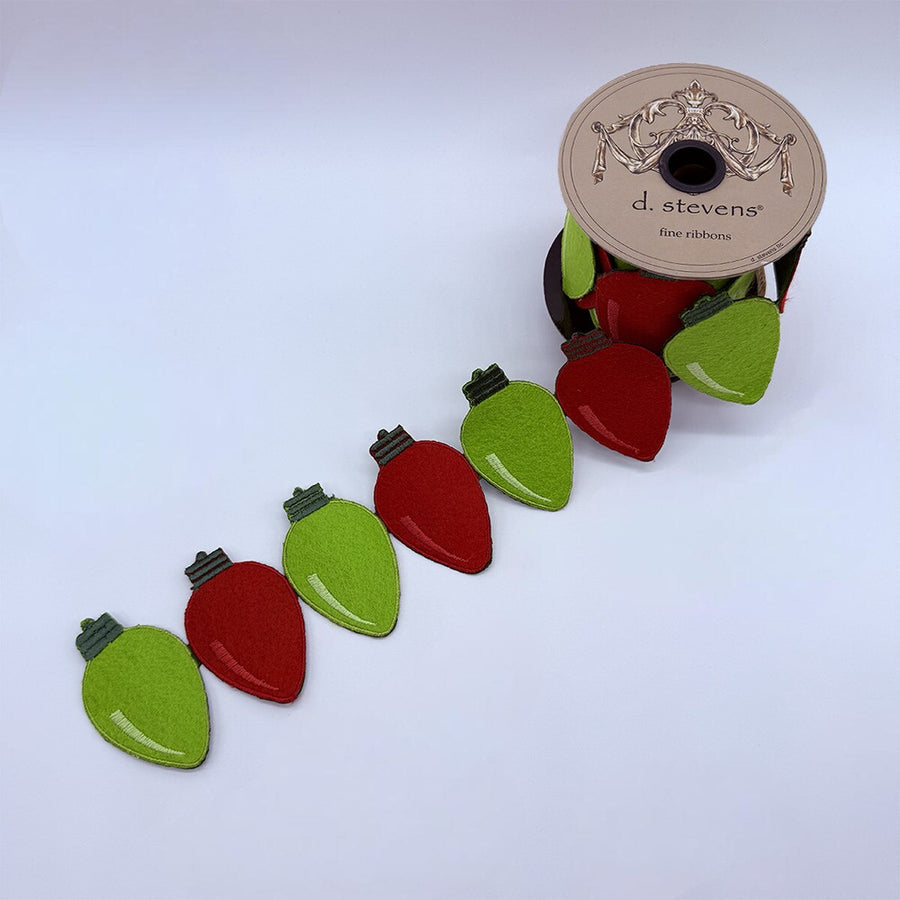 Multicolor Felt Light Bulb Garland with Red Lime Green Ribbon