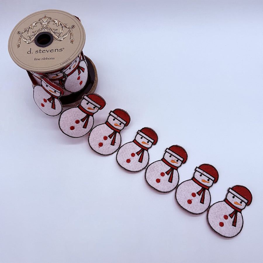 Snowman Felt Embroidery Ribbon Red and White 3 Inch x 3 Yds