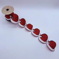 Santa Hat Red Felt Embroidery with White Ribbon