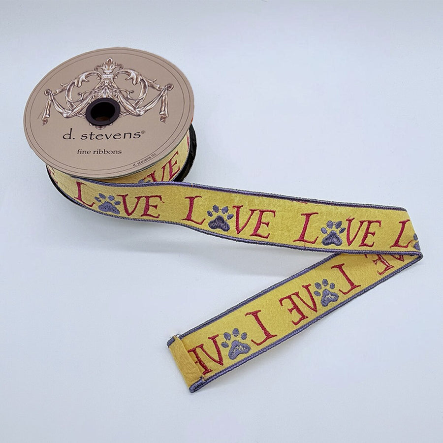 Felt Embroidery Dog Paw Ribbon Pale Yellow Purple Hot Pink
