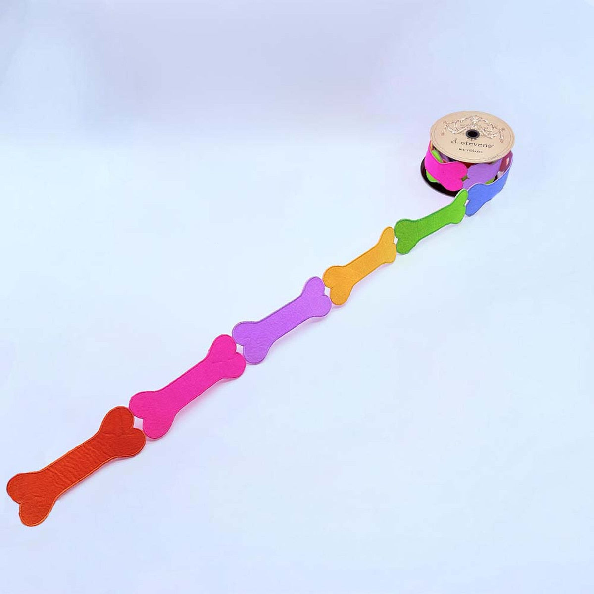 Felt Dog Bone Garland in Orange Pink Blue Green 2" x 5 Yds