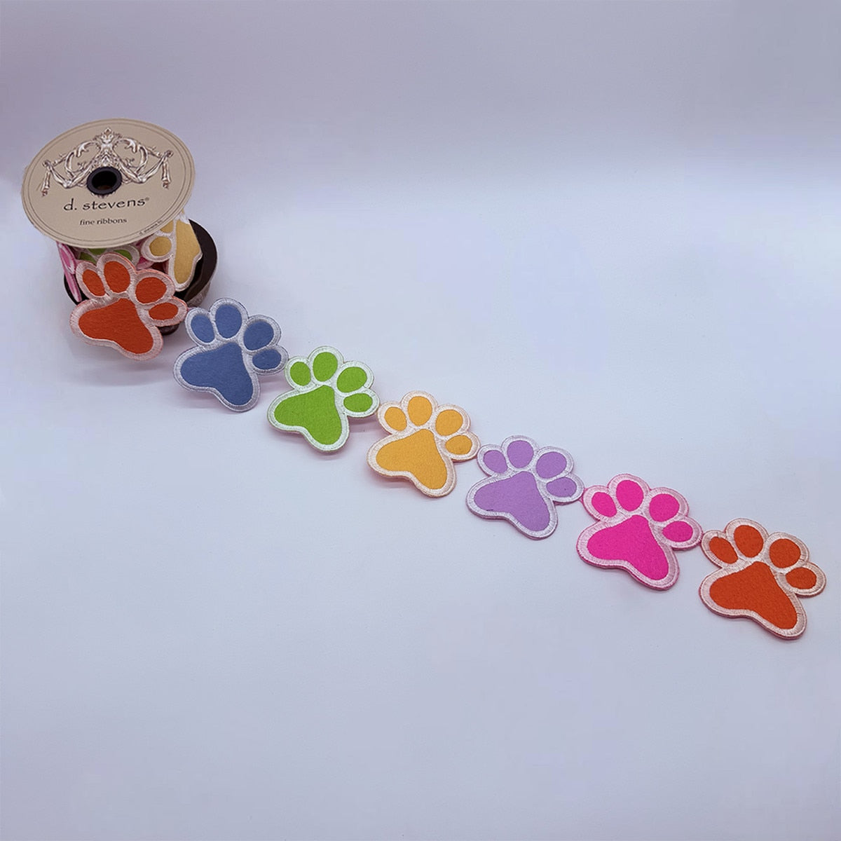 Dog Paw Garland Felt Embroidery Pink Orange Blue Green