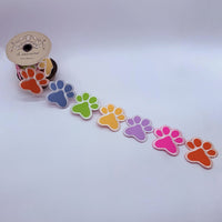 Dog Paw Garland Felt Embroidery Pink Orange Blue Green