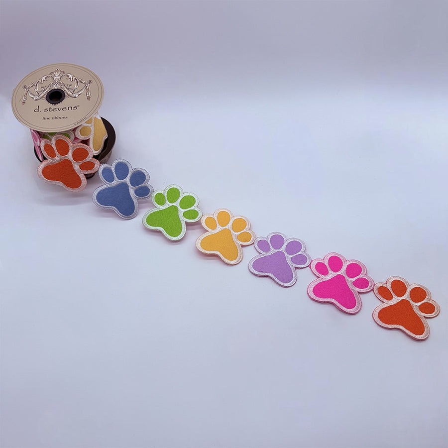 Dog Paw Garland Felt Embroidery Pink Orange Blue Green