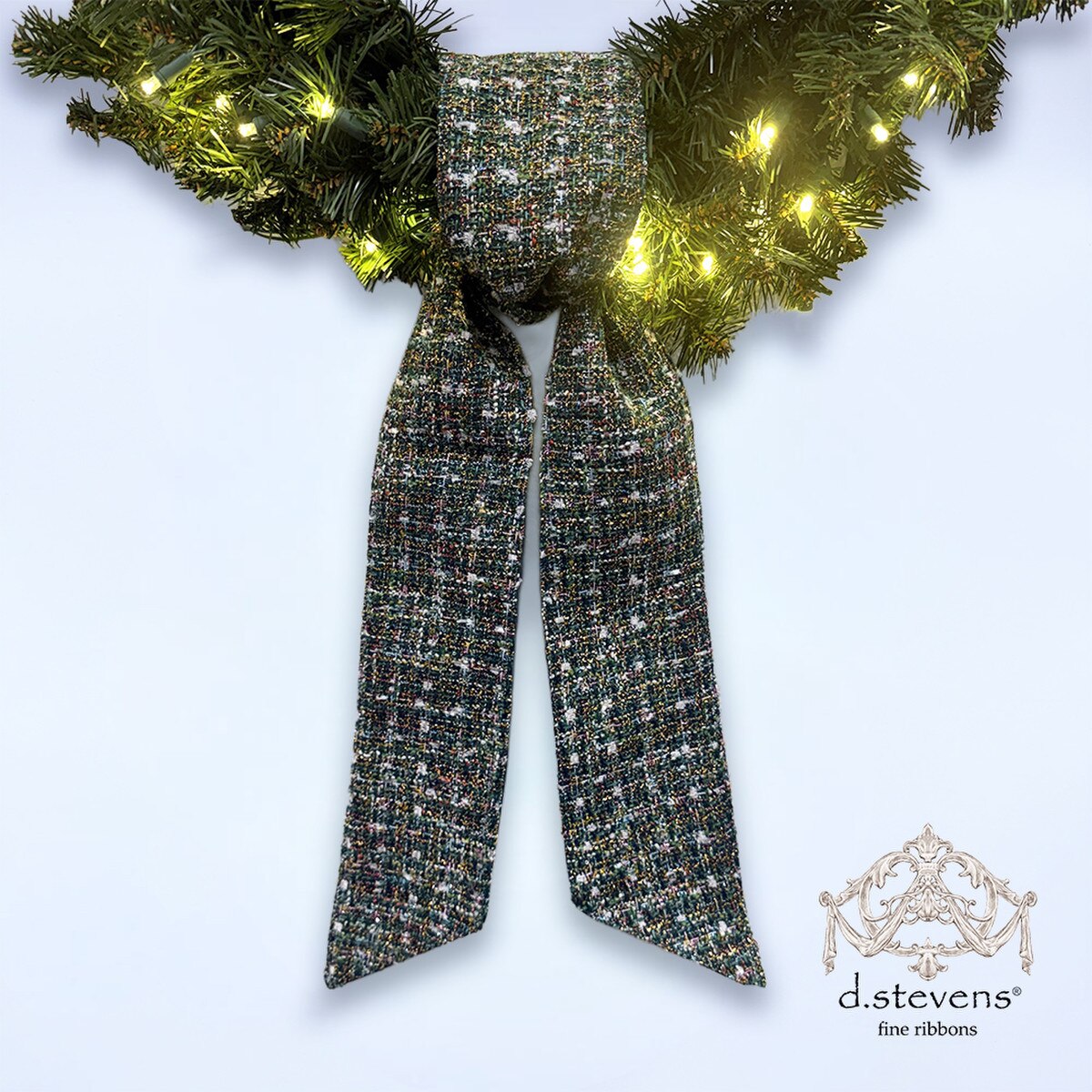 Boucle Ribbon Sash White Copper Blue Green 4x56