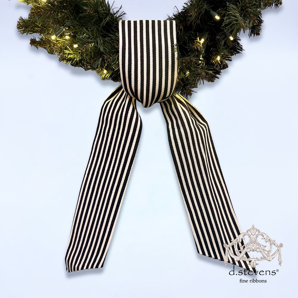 Canvas Stripe Ribbon Natural Black 4" x 56"