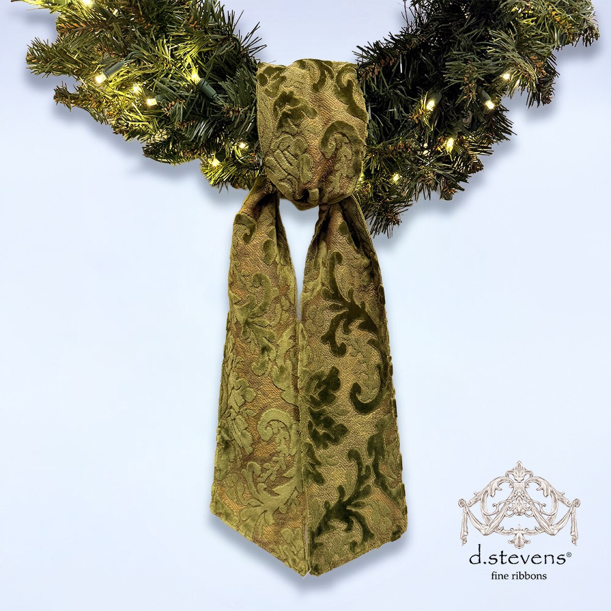 Olive Acanthus Leaves Sash Ribbon 4" x 56"