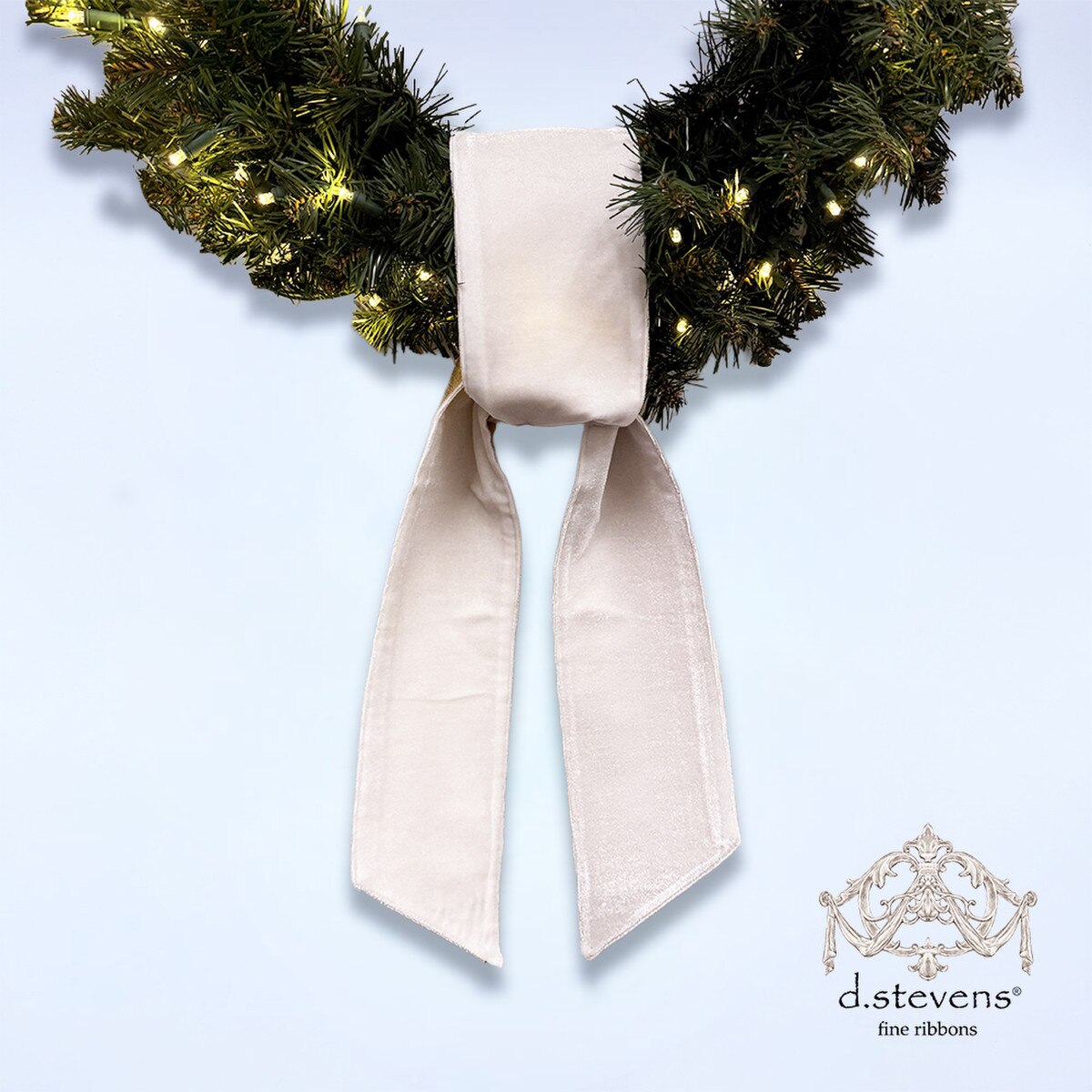 Winter White Velvet Sash Ribbon with Metallic Gold Back 4" x 56"