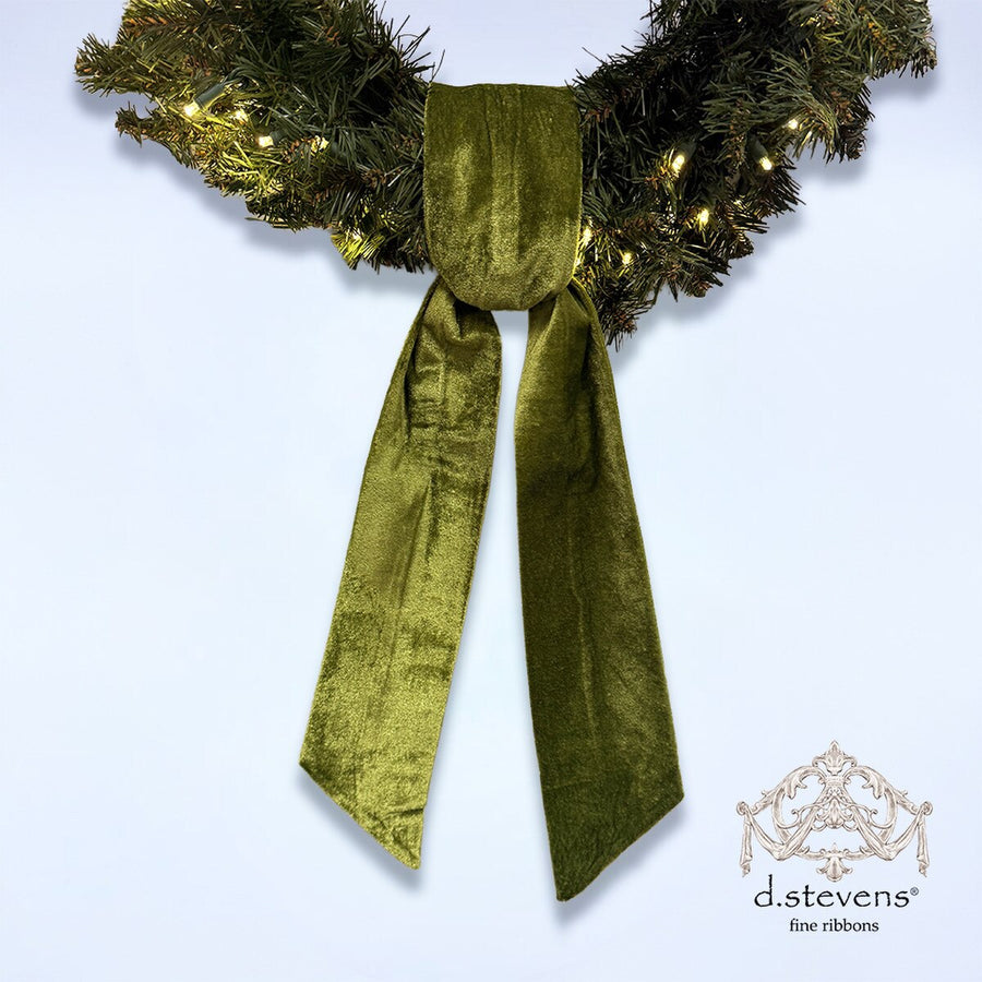 Olive Velvet Sash Ribbon 4" x 56"