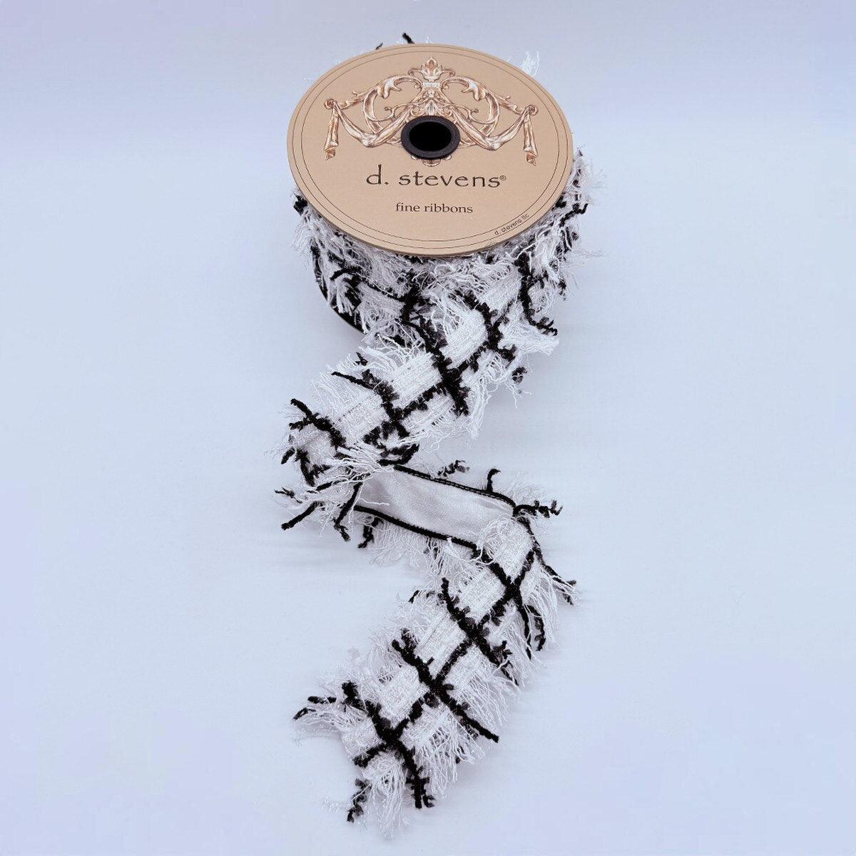 Black White Boucle Ribbon 2.5 Inch by 5 Yards