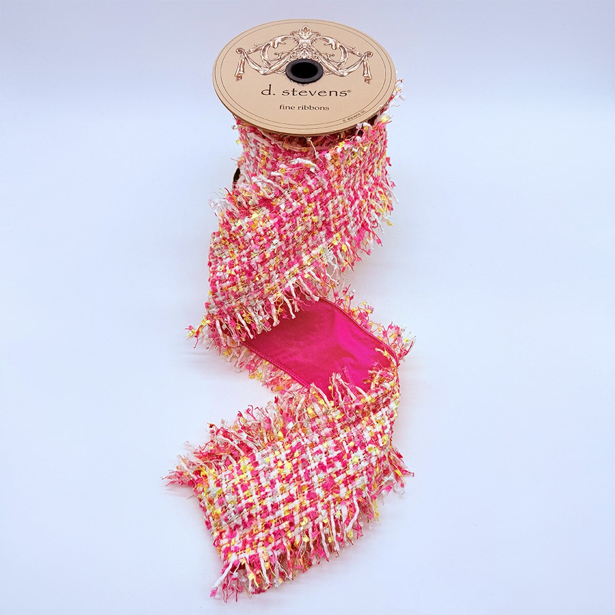 Blissful Boucle Ribbon White Pink Yellow Light Blue 4" x 5 Yds