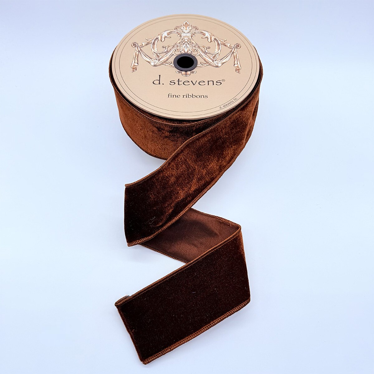 Brown Velvet Dupion Back Ribbon 2.5 Inch x 10 Yards