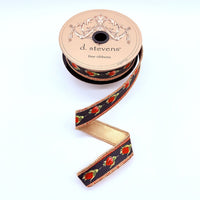 Rosebud Gold Back Red Black Taffeta Ribbon 1