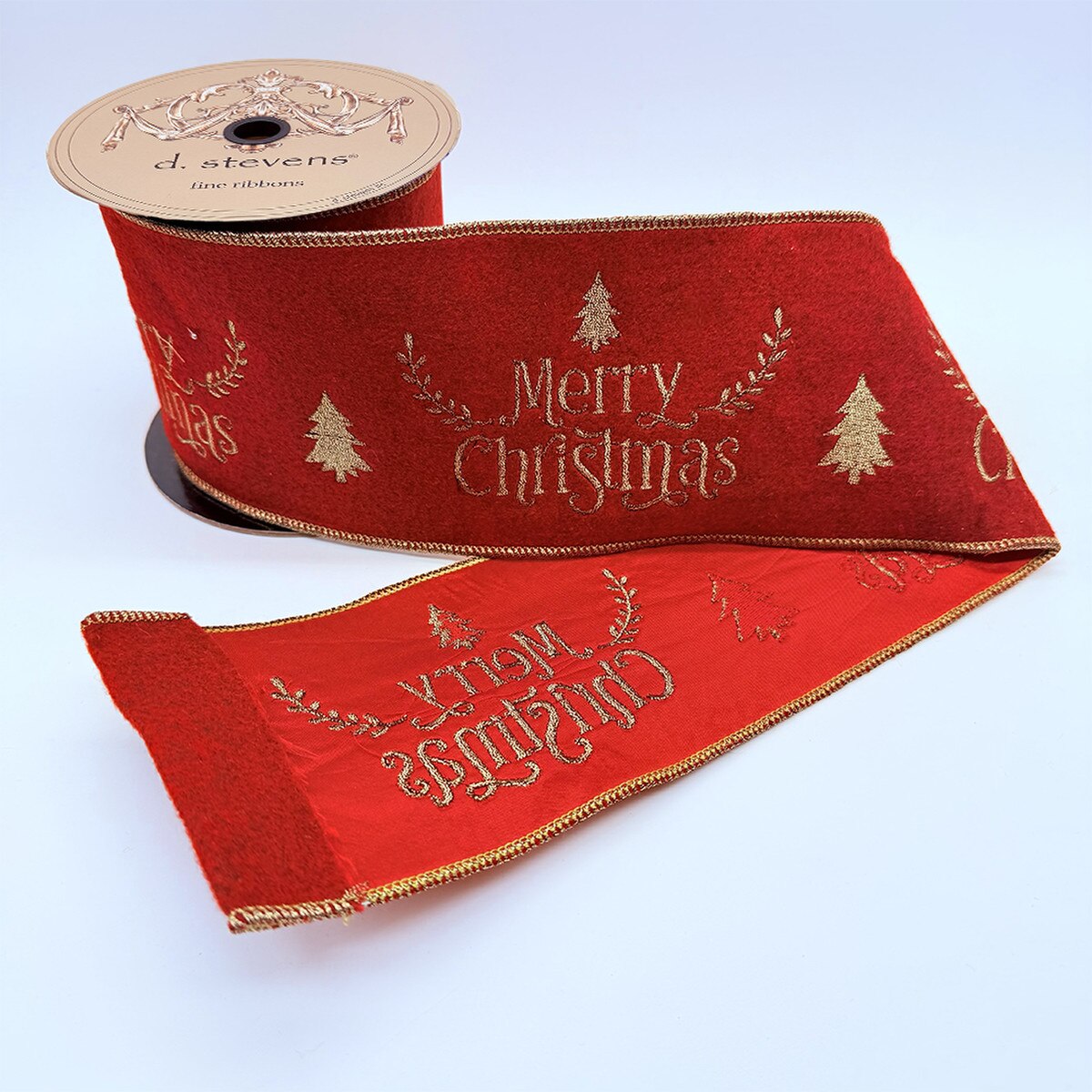 Cranberry Felt Metallic Embroidery Ribbon 4" x 5 Yds