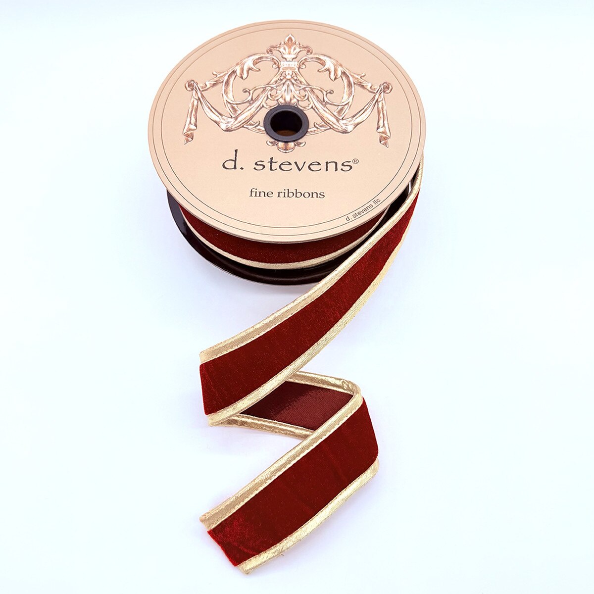 Dark Red Velvet Gold Lame Edge Ribbon 1.5 Inch x 10 Yds