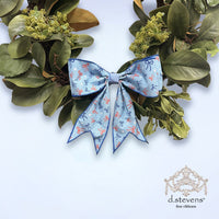Light Blue Ribbon Poplin Red Blue Bows Pre-Made Bow 12