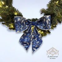 Holly Bow Blue Ribbon Poplin Vintage 4