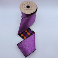 Glitter Harlequin Ribbon in Purple and Orange 4