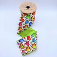 Taffeta Ribbon Lime Green Hearts Pink Blue Yellow 4