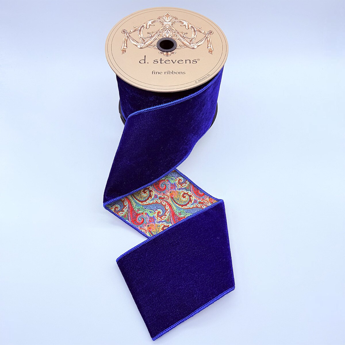 Royal Blue Velvet Art Swirl Ribbon 4 Inch x 10 Yards