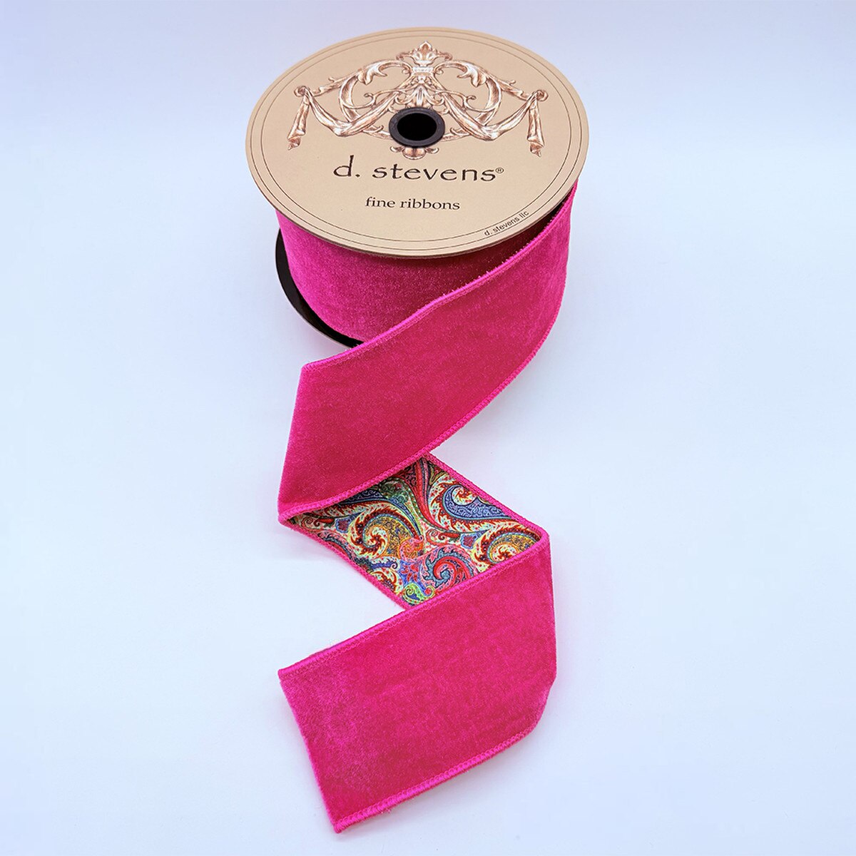 Hot Pink Velvet Art Swirl Ribbon 2.5 Inch x 10 Yards