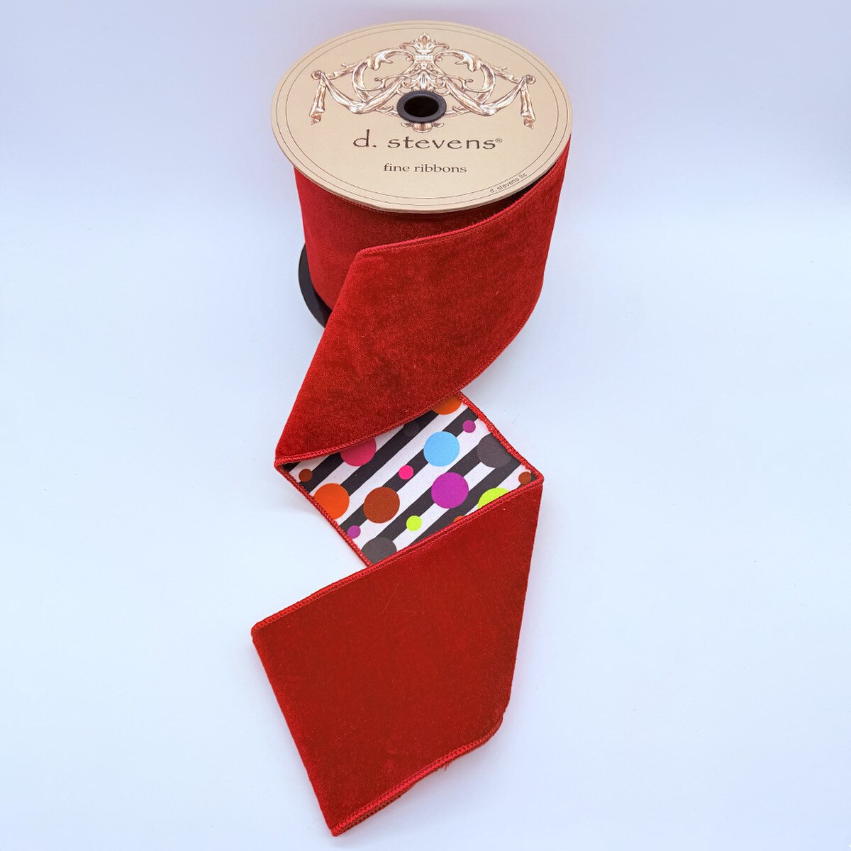Velvet Ribbon Black White Stripe 4 Inch x 10 Yards