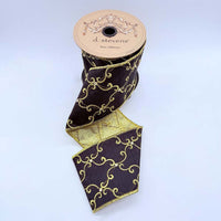 Black Metallic Embroidery Lattice Scroll Ribbon 4