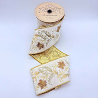 Sage Beige Velvet Embroidery Floral Ribbon 4