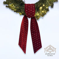 Dark Red Velvet Sash with Clear Rhinestones 4 x 56 Inches