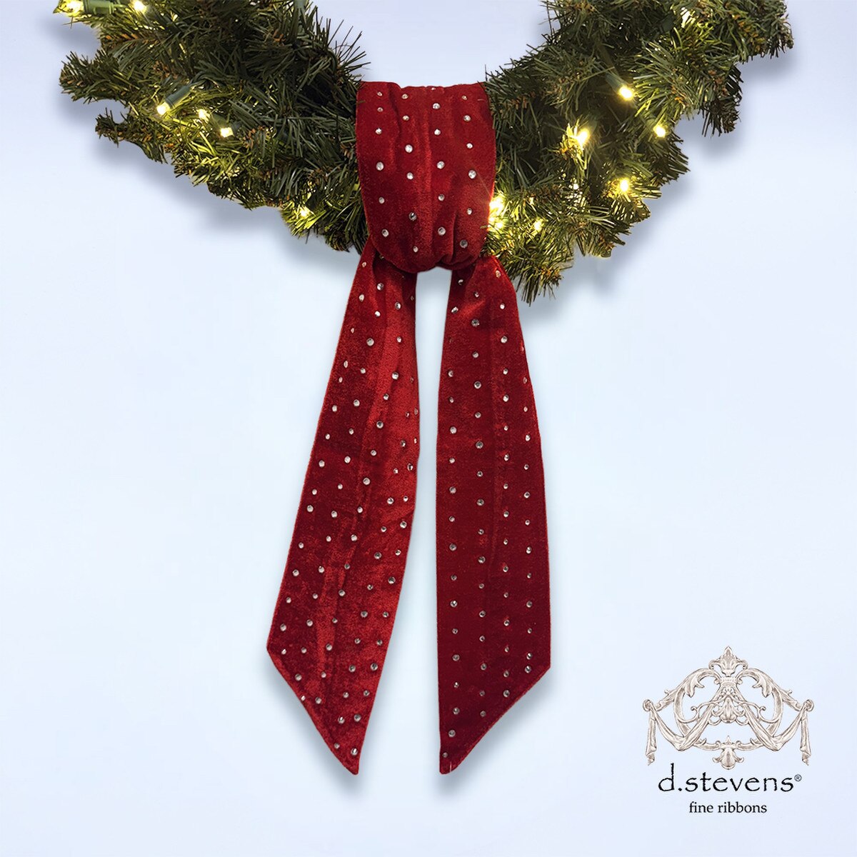 Red Velvet Sash with Clear Rhinestones 4 x 56 Inches