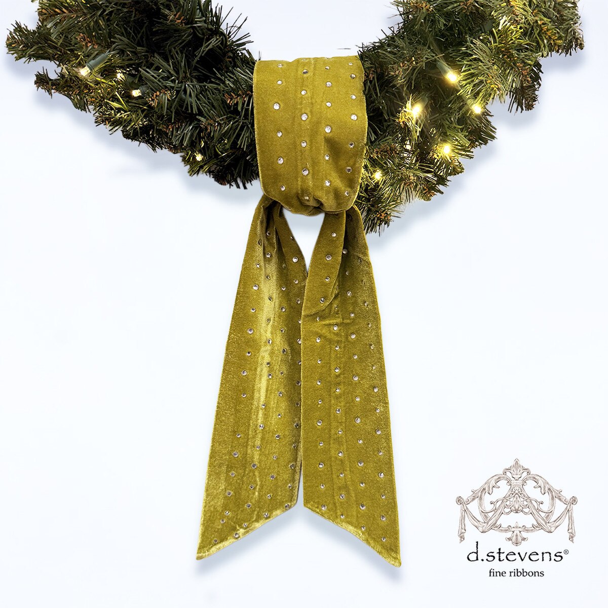 Lime Velvet Sash with Clear Rhinestones 4" x 56"