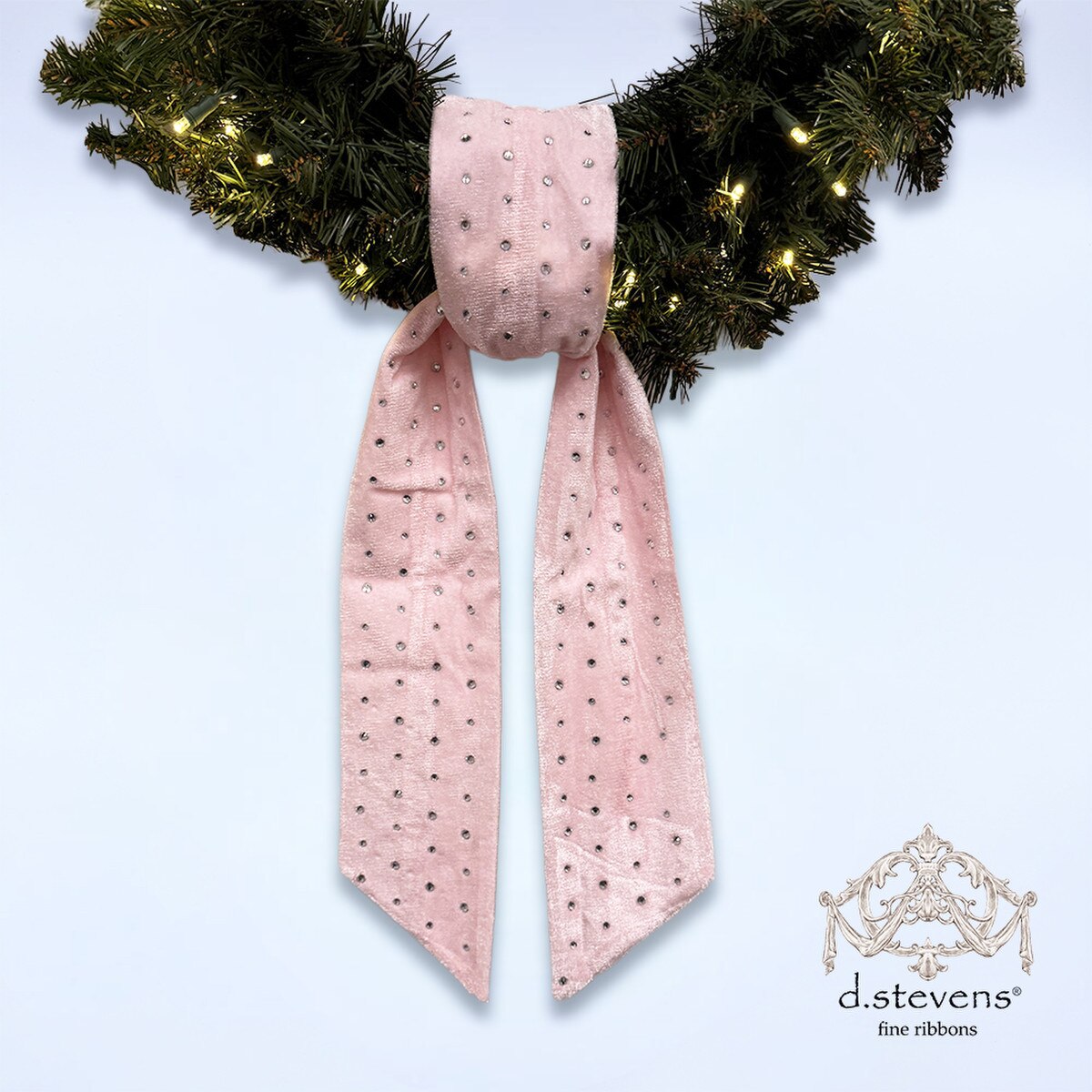 Pink Velvet Sash with Clear Rhinestones 4" x 56"