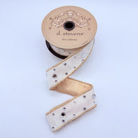 Winter White Velvet Ribbon with Clear Rhinestones 1.5