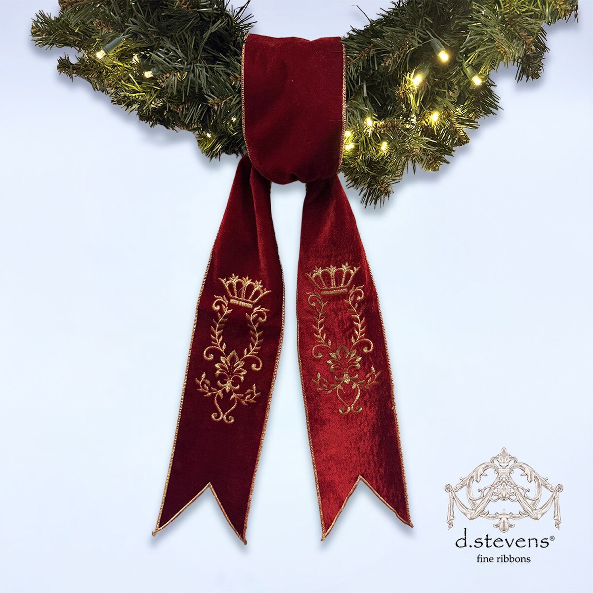 Red Velvet Majestic Scroll Embroidery Sash 4" x 56"