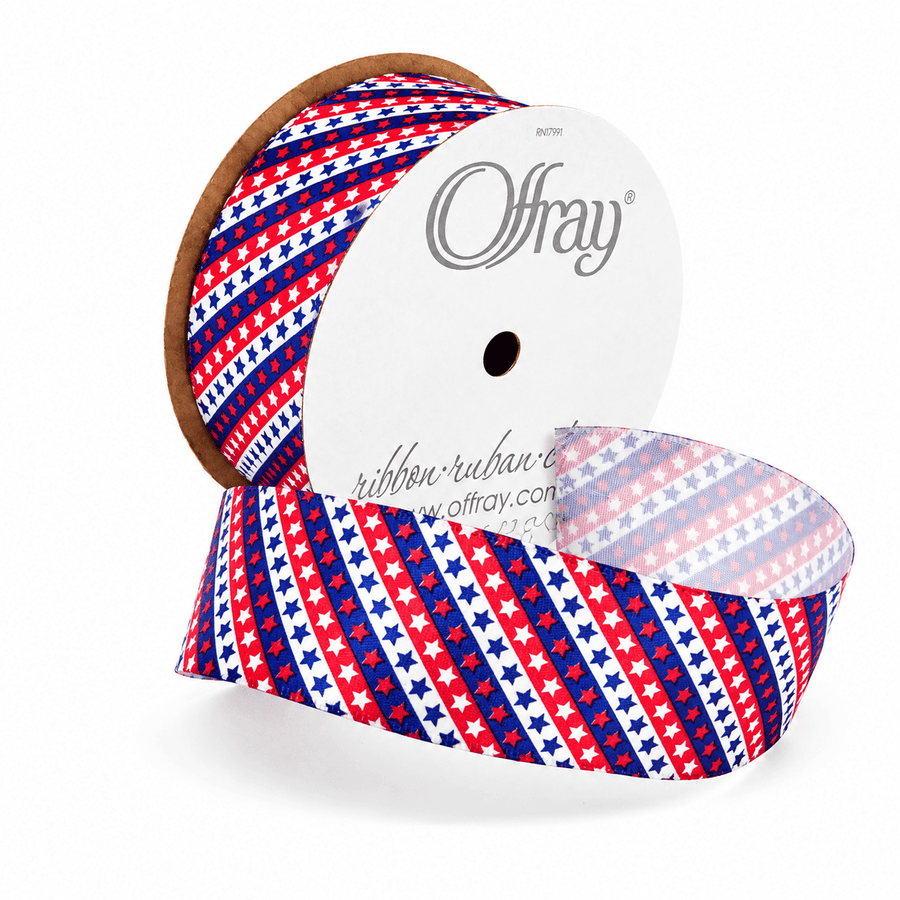 1.5″ Glory Red White and Blue Wired Ribbon