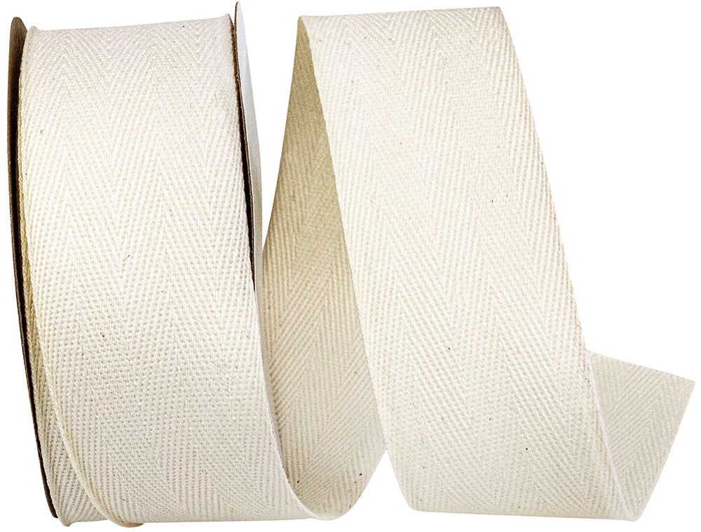 Natural 1-1 2 Inch Twill Herringbone Cotton Ribbon for Wreaths & Bows