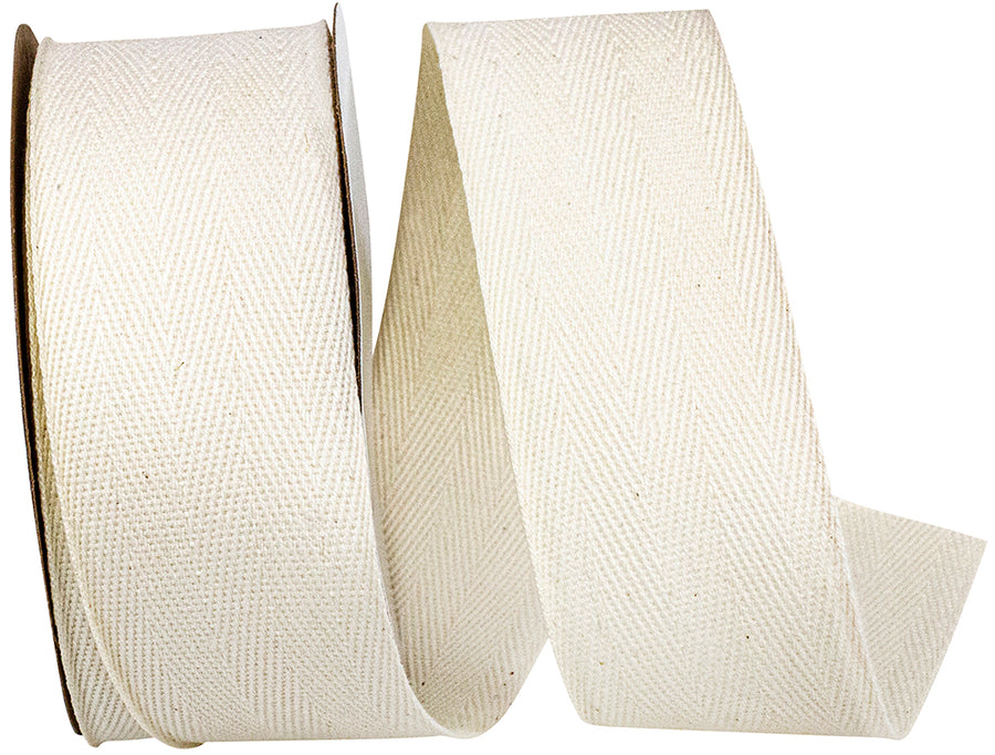 Natural 1-1 2 Inch Twill Herringbone Cotton Ribbon for Wreaths & Bows
