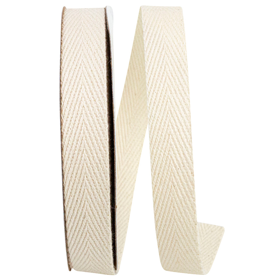 Natural 5 8 Inch Twill Herringbone Heavy Cotton Ribbon for Wreaths & Bows