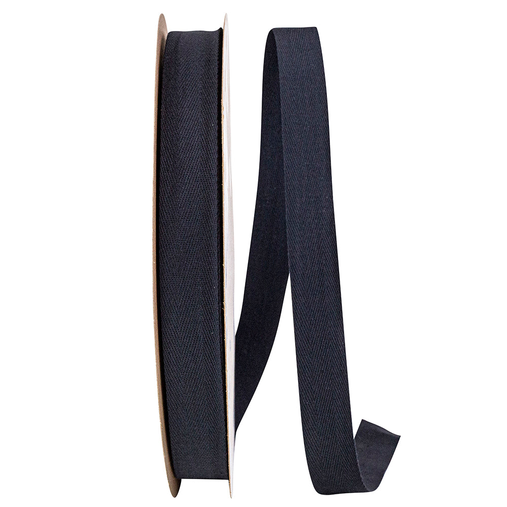 Black 1 Inch Cotton Med Wt Twill Black Ribbon Rd for Wreaths & Bows