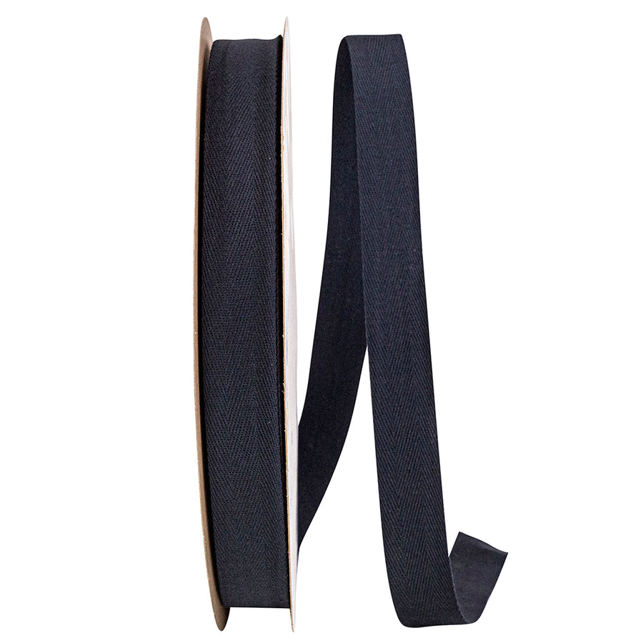 Black 1 Inch Cotton Med Wt Twill Black Ribbon Rd for Wreaths & Bows