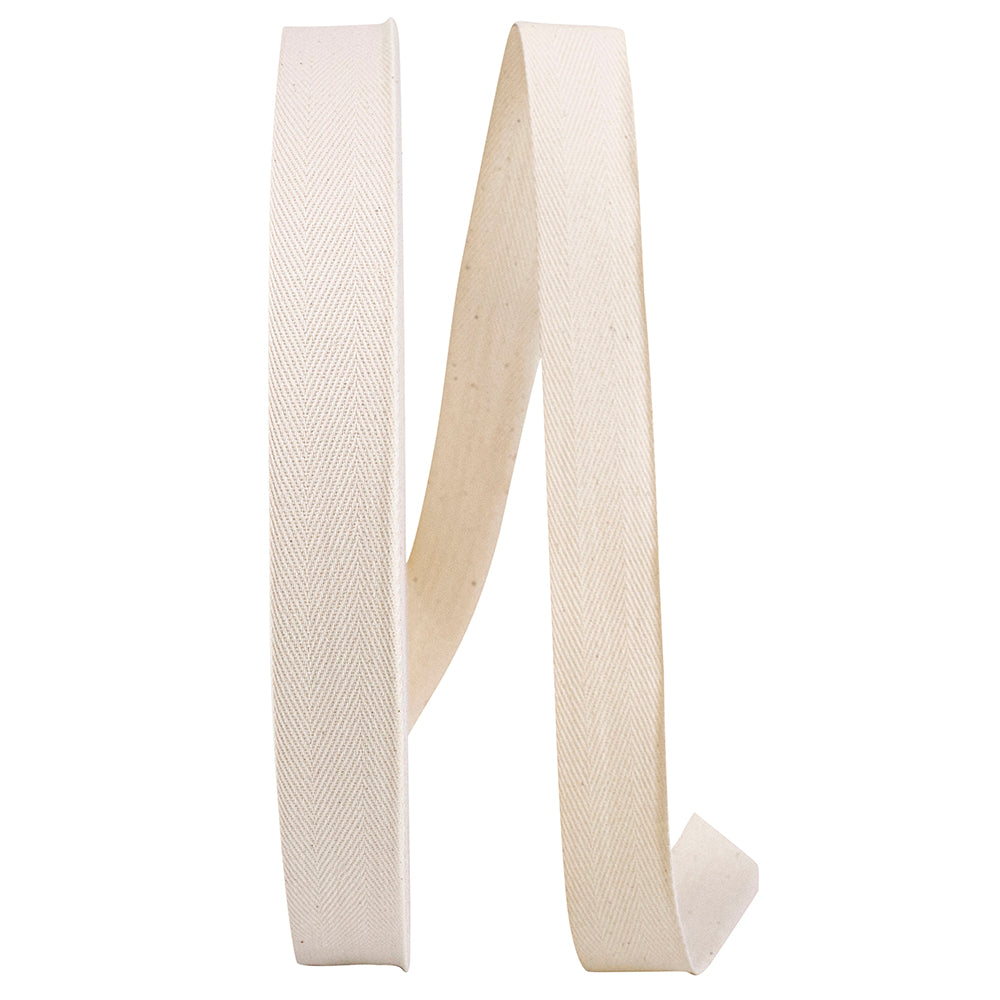 Natural 1 Inch Cotton Med Wt Twill Nat Ribbon Rd for Wreaths & Bows